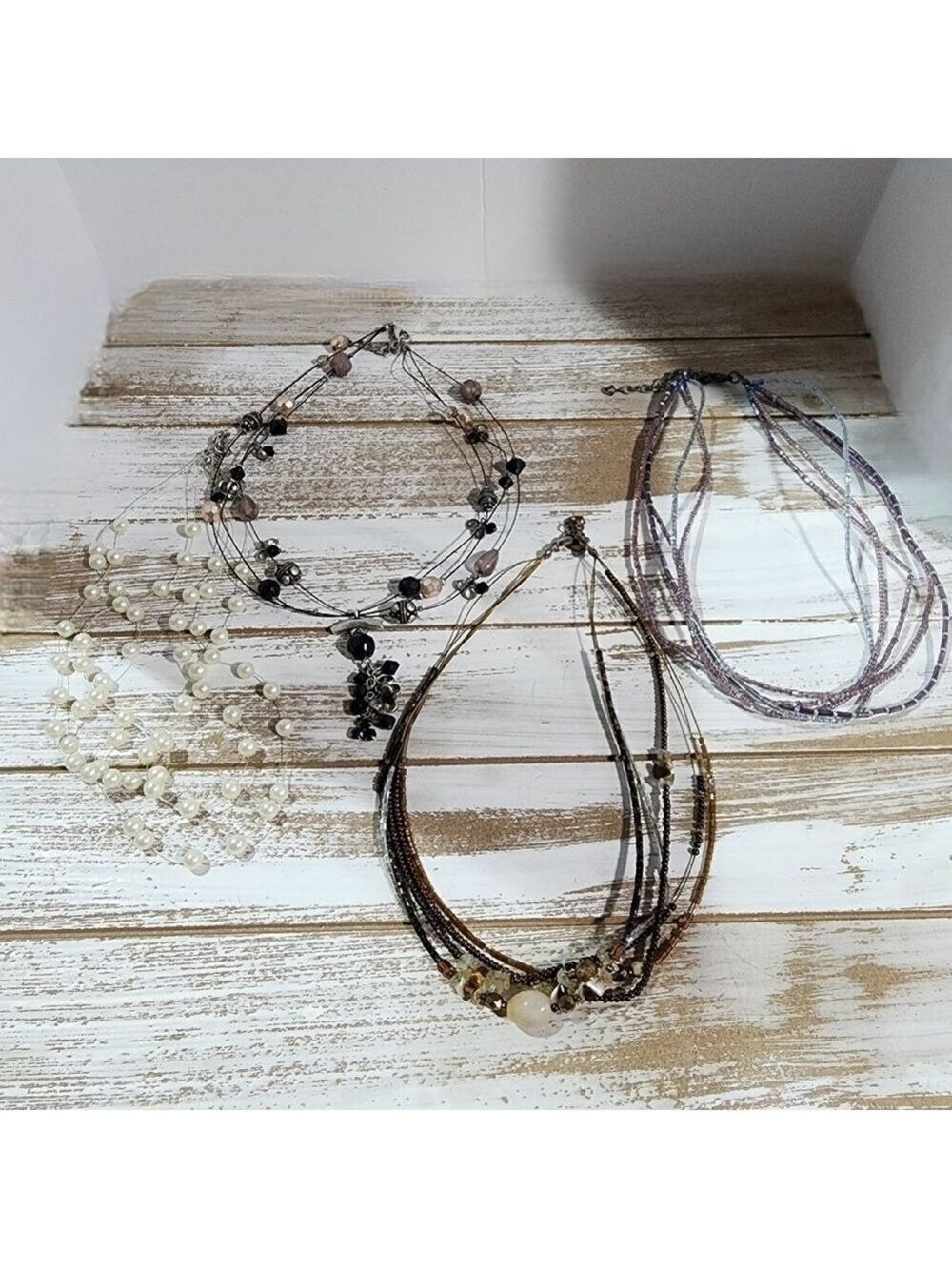 Necklace lot of 4 multilayer collar beaded fashion jewelry